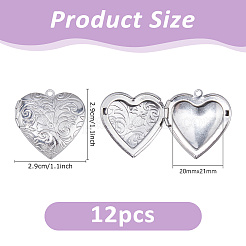 12Pcs Stainless Steel Locket Pendants&nbsp;STAS-DC0017-43