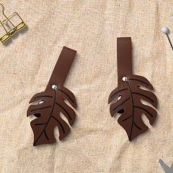 2Pcs Leaf PU Leather Cardigan Clips&nbsp;JEWB-CL0001-01B