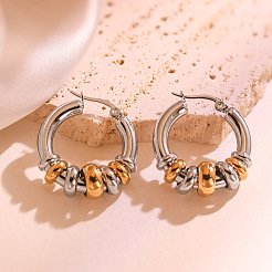Two Tone 304 Stainless Steel Ring Hoop Earrings&nbsp;WGF6457-03