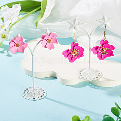 2 Pairs 2 Styles Iron Flower Dangle Earrings and Sweet and Stylish Multi-layer Petal Flower Stud Earrings&nbsp;EJEW-TA0001-80A