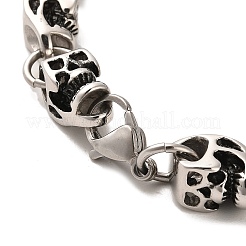 304 Stainless Steel Skull Link Chain Bracelets&nbsp;BJEW-E094-11AS