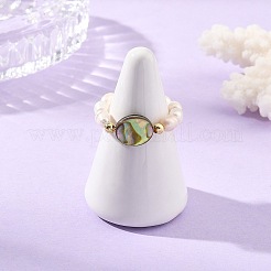 Adjustable Natural Abalone Shell/Paua Shell Finger Rings&nbsp;RJEW-JR01085