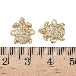 Brass Micro Pave Clear Cubic Zirconia Sea Animal Connector Charms&nbsp;KK-P325-02G