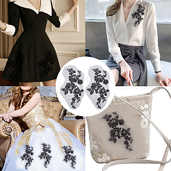 Flower Polyester Embroidery Sew on Appliques&nbsp;PATC-WH0012-32A