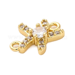 Brass Clear Cubic Zirconia Connector Charms/Links&nbsp;FIND-L019-07G-05