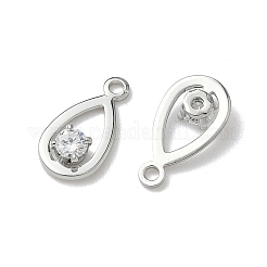 Brass Micro Pave Cubic Zirconia Teardrop Charms&nbsp;KK-Z136-02P