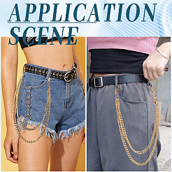Alloy Double Layer Chain Belts for Pants&nbsp;AJEW-WH20018-130G