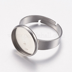 Tarnish Resistant Adjustable 304 Stainless Steel Finger Rings Components&nbsp;STAS-I097-037B-P