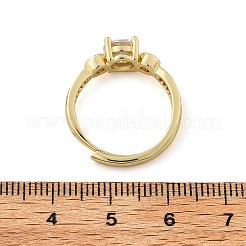Brass Micro Pave Clear Cubic Zirconia Finger Rings for Women&nbsp;RJEW-U049-02G