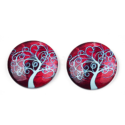 Half Round/Dome Tree Pattern Glass Flatback Cabochons for DIY Projects&nbsp;GGLA-Q037-25mm-M28-04