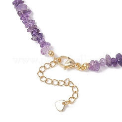 Natural Amethyst Chip with Cross Beaded Necklaces&nbsp;NJEW-JN05513