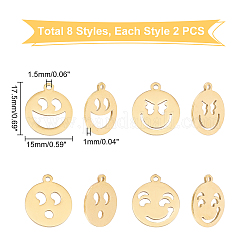 16Pcs 8 Style Ion Plating(IP) 201 Stainless Steel Pendants&nbsp;STAS-DC0006-10