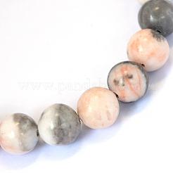 Natural Pink Zebra Jasper Round Bead Strands&nbsp;G-E334-8mm-11