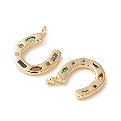 Brass Micro Pave Colorful Cubic Zirconia Charms&nbsp;X-KK-Q031-40G-02