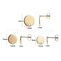 24Pcs 3 Size PVD Vacuum Plating 304 Stainless Steel Stud Earring Findings&nbsp;STAS-ZZ0001-06G