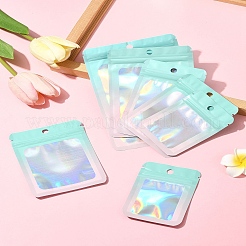 60Pcs 5 Styles Rectangle Glitter Holographic PVC Resealable Packaging Bags&nbsp;ABAG-FS0001-14B