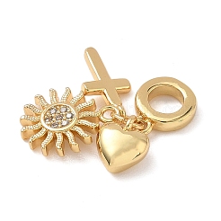 Brass Micro Pave Clear Cubic Zirconia European Dangle Charms&nbsp;X-KK-D502-13C-G