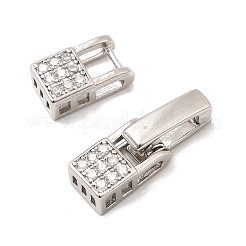 Brass Micro Pave Clear Cubic Zirconia Fold Over Clasps&nbsp;KK-C075-36P