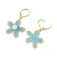Brass Seed Glass Beads Leverback Earrings&nbsp;EJEW-MZ00759-02