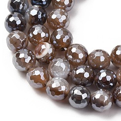 Electroplated Natural Agate Beads Strands&nbsp;G-B191-A07-8mm-12