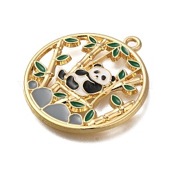 Rack Plating Panda Theme Alloy Enamel Pendants&nbsp;ENAM-S021-08G-E