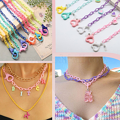 40 Strands 10 Colors ABS Plastic Cable Chains&nbsp;CHAC-SC0001-01
