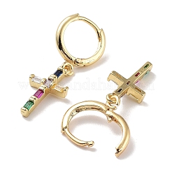 Real 18K Gold Plated Brass Dangle Hoop Earrings&nbsp;EJEW-L269-035G-02