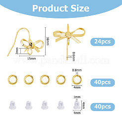 Bowknot Shape Brass Earring Hooks&nbsp;KK-HS0001-78G