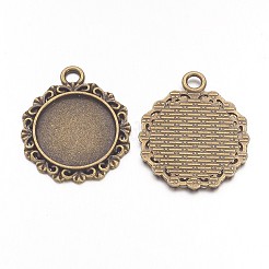 Vintage Tibetan Style Alloy Pendant Cabochon Bezel Settings&nbsp;X-TIBEP-M018-138AB-NF