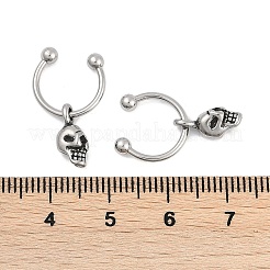 Skull 316 Surgical Stainless Steel Dangle Half Hoop Earrings for Women&nbsp;EJEW-G416-48AS