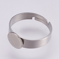 Tarnish Resistant Adjustable 304 Stainless Steel Pad Ring Settings&nbsp;X-STAS-I088-I-01P