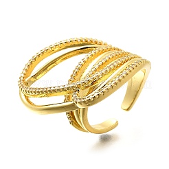 Brass Micro Pave Cubic Zirconia Cuff Rings for Women&nbsp;RJEW-F176-01G