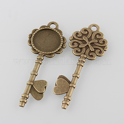 Tibetan Style Antique Bronze Alloy Key Pendant Cabochon Settings&nbsp;TIBEP-M022-03AB-NF