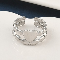 304 Stainless Steel Open Cuff Rings for Women&nbsp;RJEW-A079-05A-P
