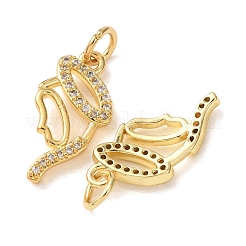 Brass Micro Pave Clear Cubic Zirconia Pendants&nbsp;CU-E003-01G