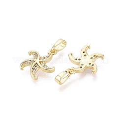 Brass Micro Pave Clear Cubic Zirconia Pendants&nbsp;KK-Q073-07G