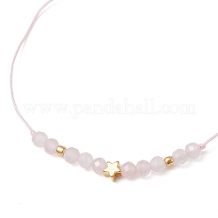 Natural Round Rose Quartz Beads Braided Bead Bracelets for Women&nbsp;BJEW-JB11655-07