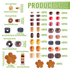 360Pcs 18 Styles Wood Beads&nbsp;WOOD-TA0002-75
