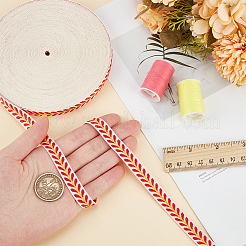 20 Yards Ethnic Style Embroidery Polyester Leaf Ribbons&nbsp;OCOR-WH0070-109B