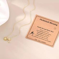 Brass Pickleball and Cross Pendant Cable Chain Necklaces&nbsp;FS-WGCEAF4-01