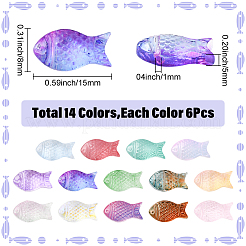 84Pcs 14 Colors Transparent Spray Painted Glass Beads&nbsp;GLAA-SC0002-87