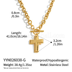 304 Stainless Steel Religion Cross Pendant Necklaces with OT Clasps for Women&nbsp;QD6259-1