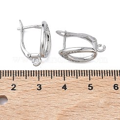 Teardrop Teardrop Brass Micro Pave Clear Cubic Zirconia Hoop Earring Findings&nbsp;KK-Z143-08P
