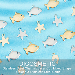 120Pcs 6 Style 201 Stainless Steel Charms&nbsp;STAS-DC0005-31