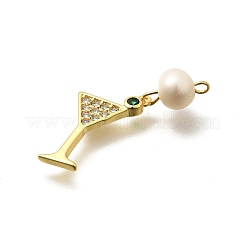 Brass Micro Pave Cubic Zirconia Pendants&nbsp;KK-Z093-23G-02