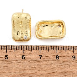 Rectangle Brass Micro Pave Cubic Zirconia Stud Earrings&nbsp;EJEW-R025-21G