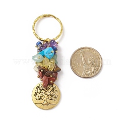 Chakra Natural Gemstone Chip Pendant Keychain&nbsp;KEYC-JKC00414-02