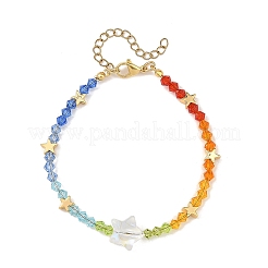 AB Color Glass Star and K9 Glass Faceted Bicone Beaded Bracelets for Women&nbsp;BJEW-TA00772