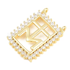 Brass Micro Pave Clear Cubic Zirconia Pendants&nbsp;KK-F938-32G-07
