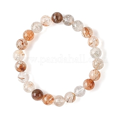 Natural Rutilated Quartz Round Beaded Stretch Bracelets&nbsp;BJEW-JB14341-01